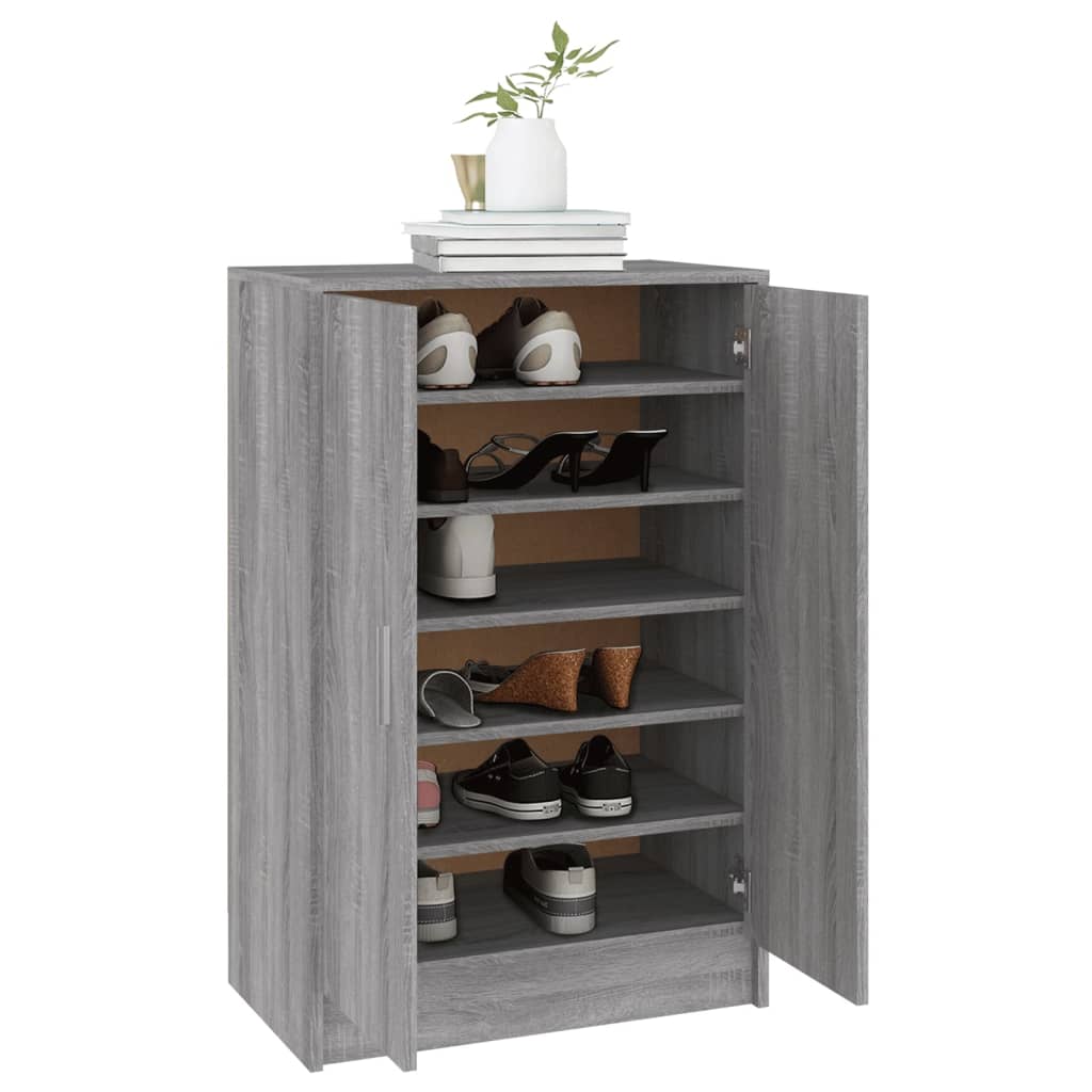 skoskab 60x35x92 cm konstrueret træ grå sonoma-eg