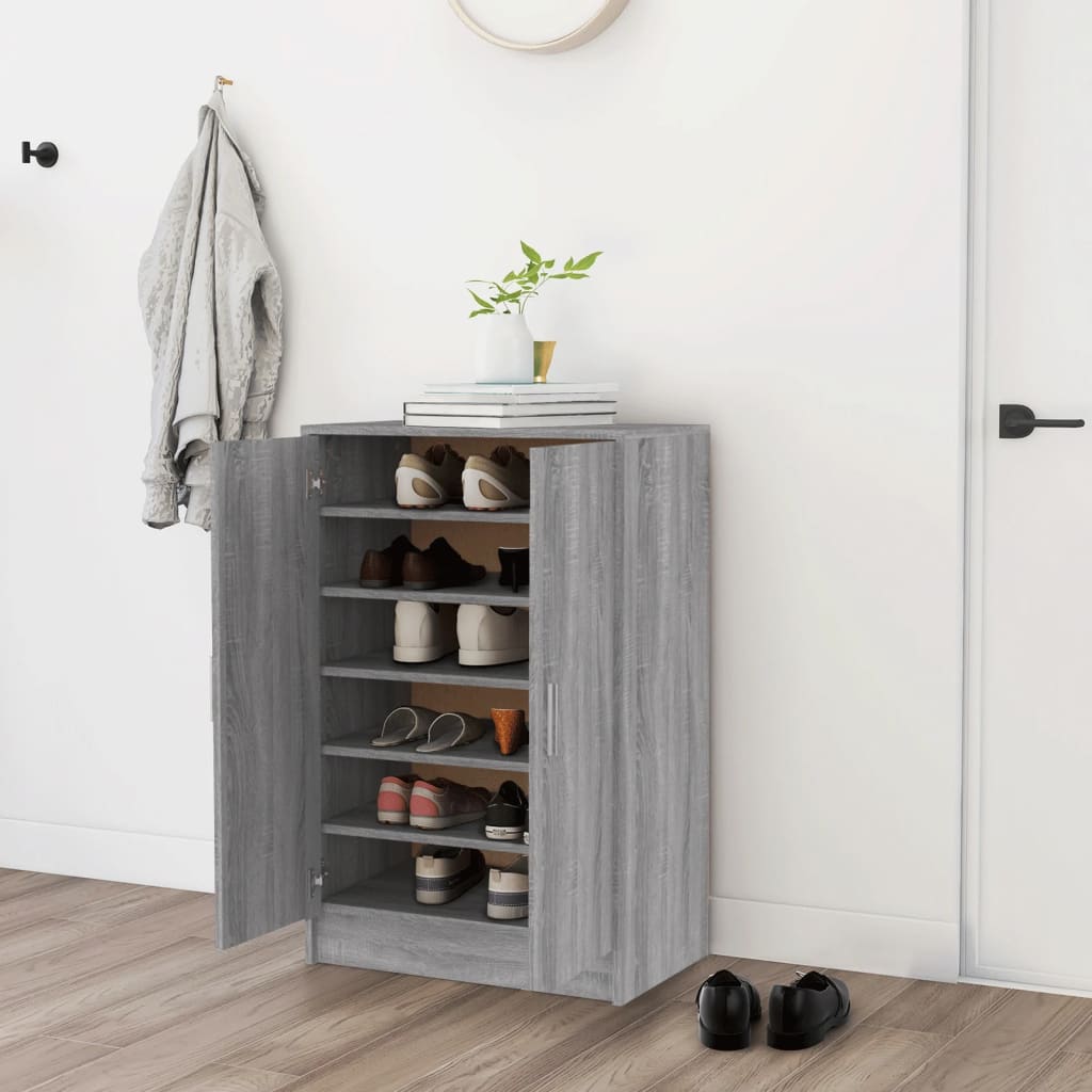 skoskab 60x35x92 cm konstrueret træ grå sonoma-eg