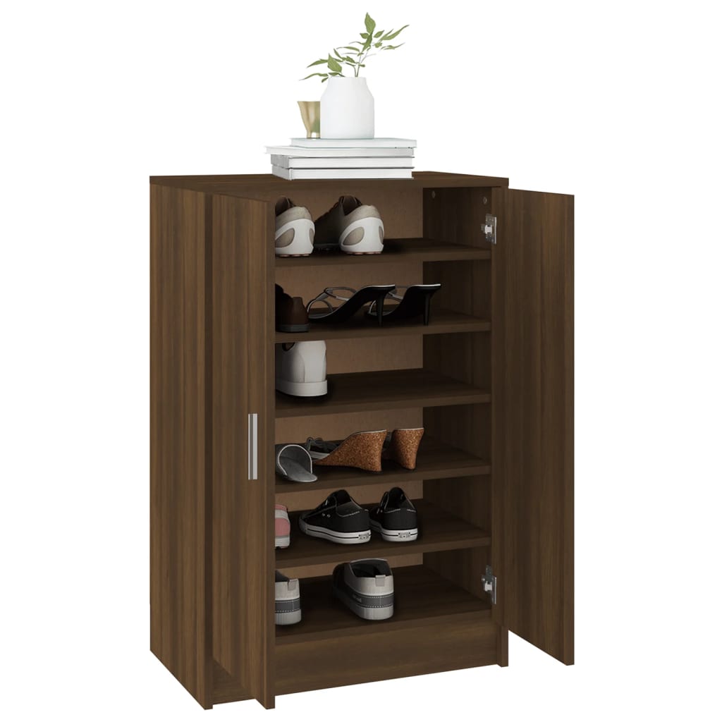 skoskab 60x35x92 cm konstrueret træ brun egetræsfarve