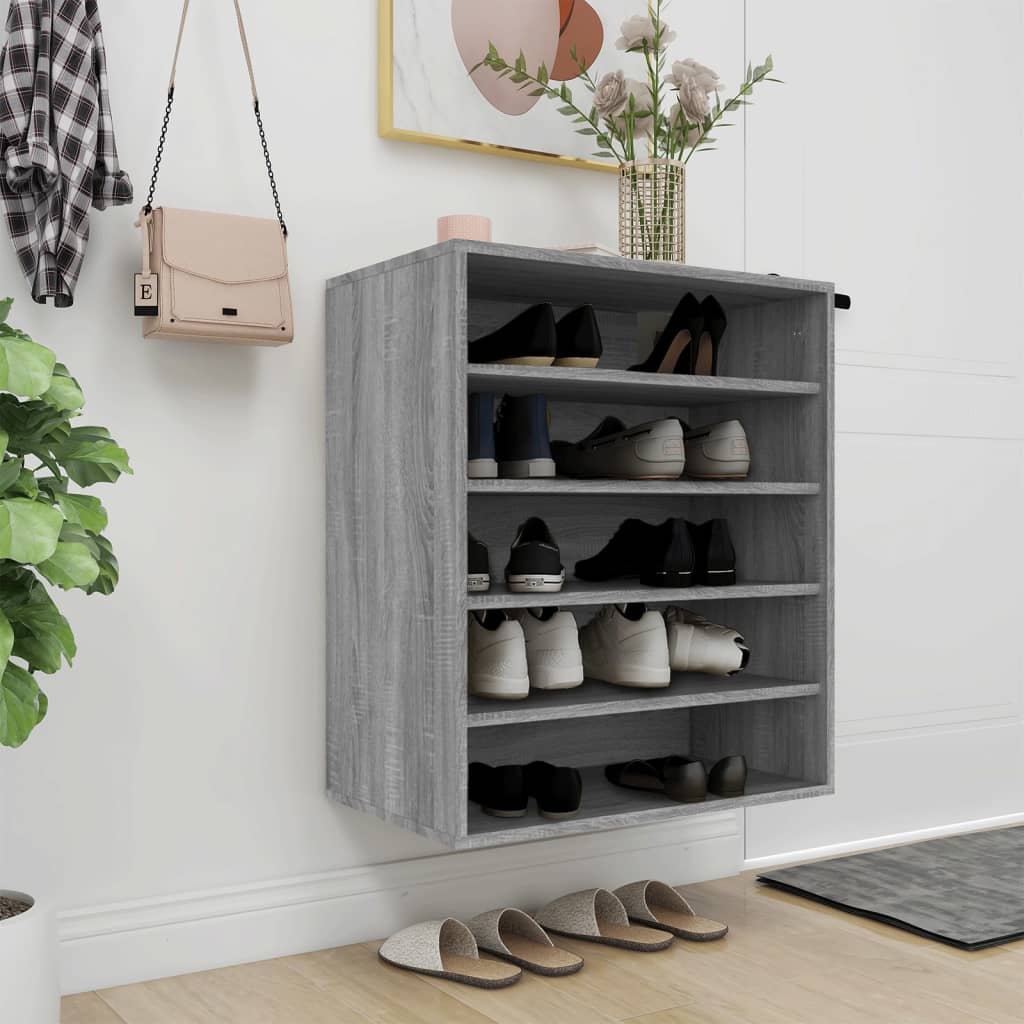 skoskab 60x35x70 cm konstrueret træ grå sonoma-eg