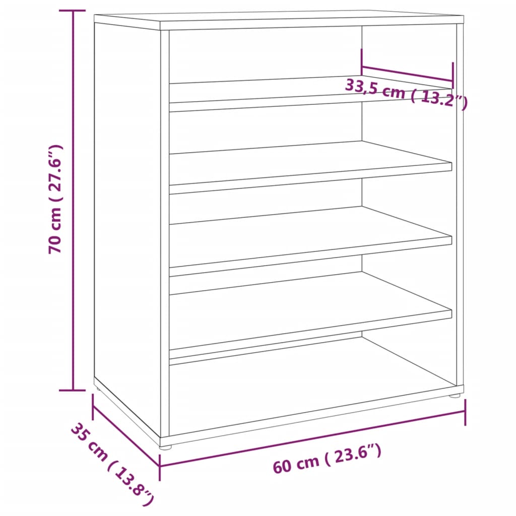 skoskab 60x35x70 cm konstrueret træ brun egetræsfarve