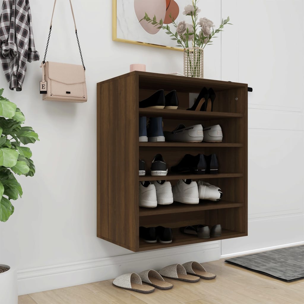 skoskab 60x35x70 cm konstrueret træ brun egetræsfarve