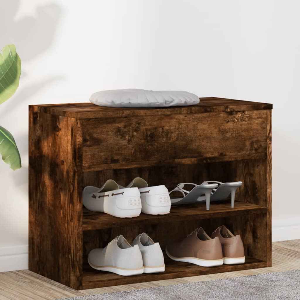 skobænk 60x30x45 cm konstrueret træ røget egetræsfarve