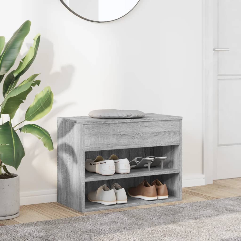 skobænk 60x30x45 cm konstrueret træ grå sonoma-eg