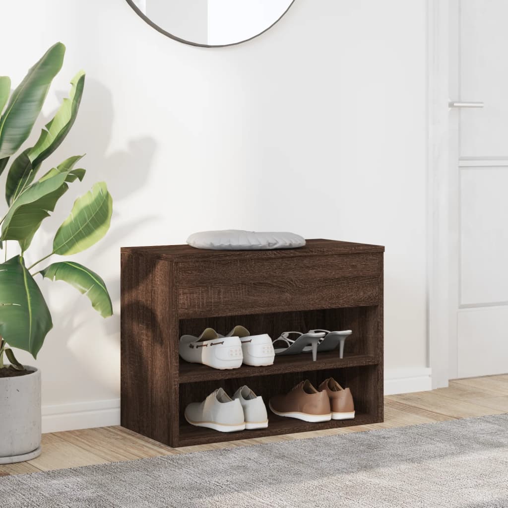 skobænk 60x30x45 cm konstrueret træ brun egetræ