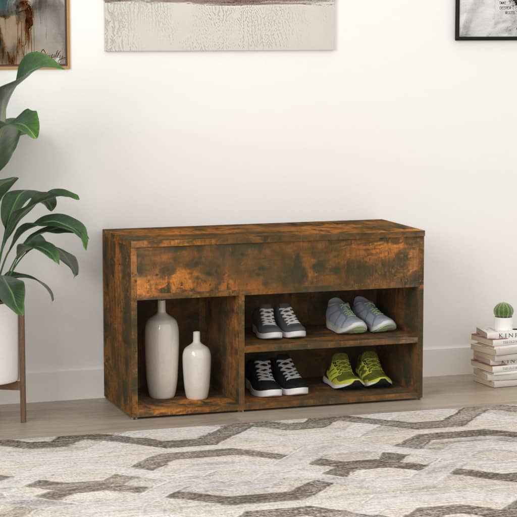 skobænk 80x30x45 cm konstrueret træ røget egetræsfarve