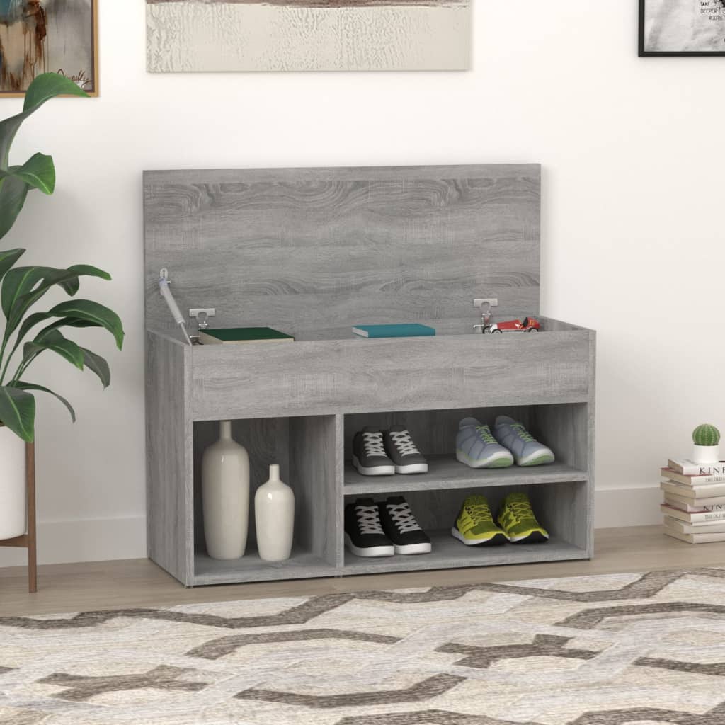 skobænk 80x30x45 cm konstrueret træ grå sonoma-eg