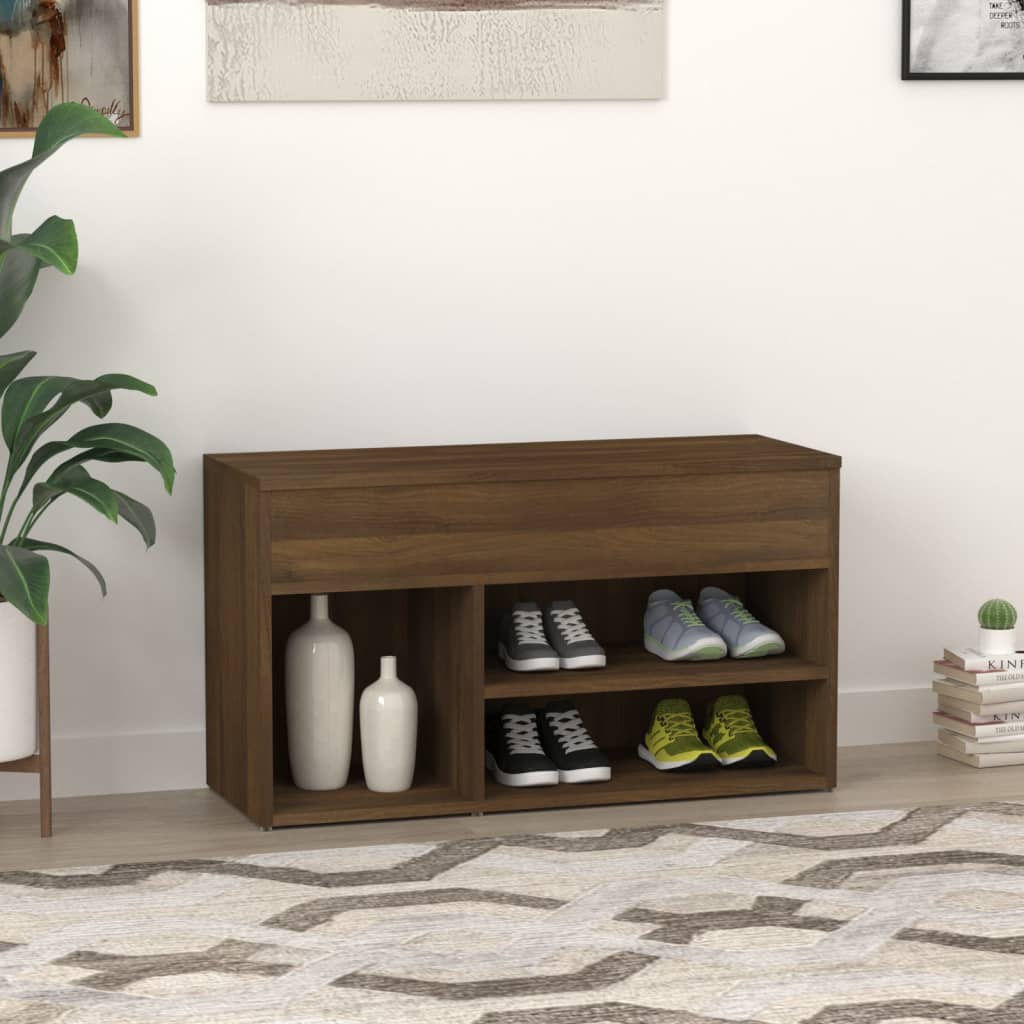 skobænk 80x30x45 cm konstrueret træ brun egetræ