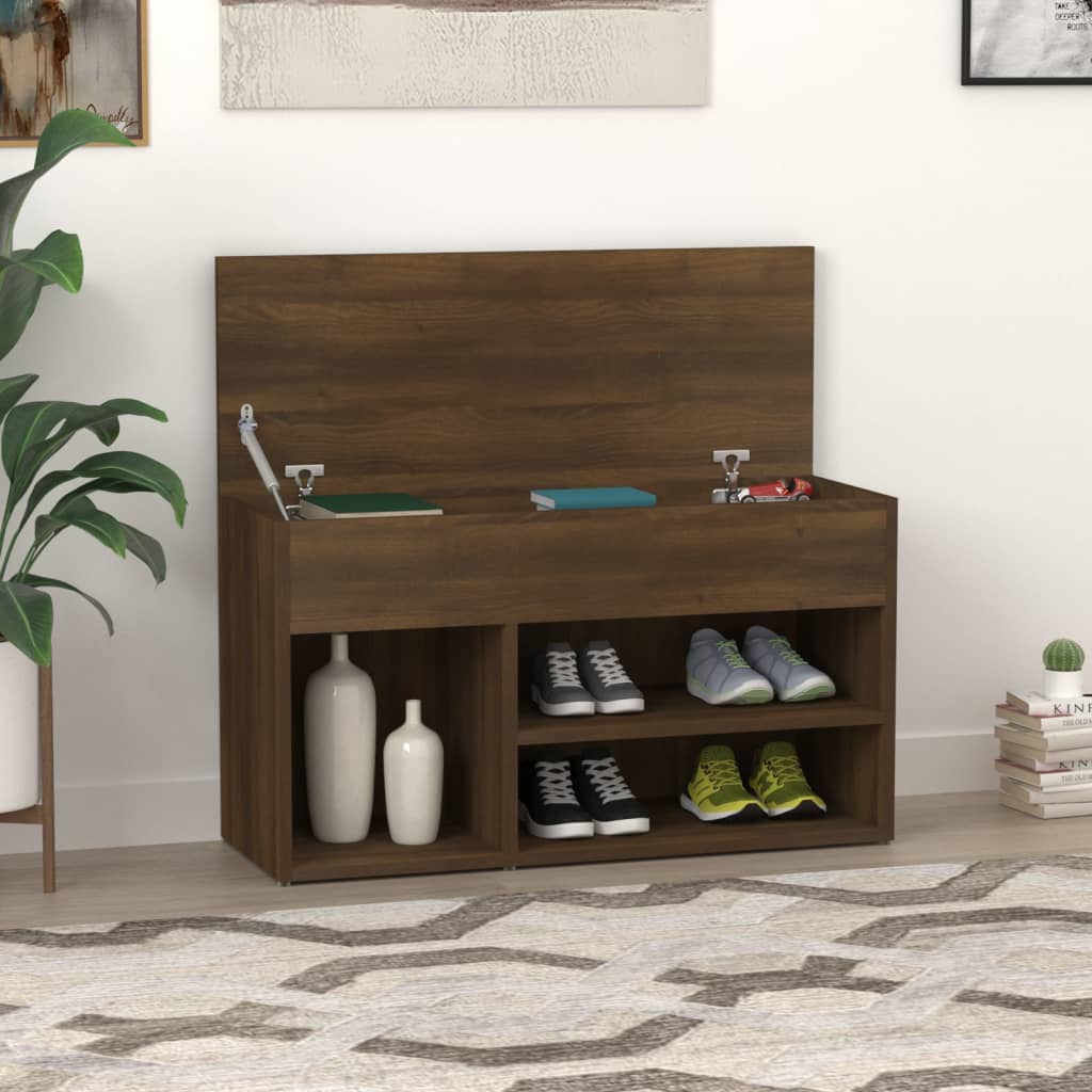 skobænk 80x30x45 cm konstrueret træ brun egetræ