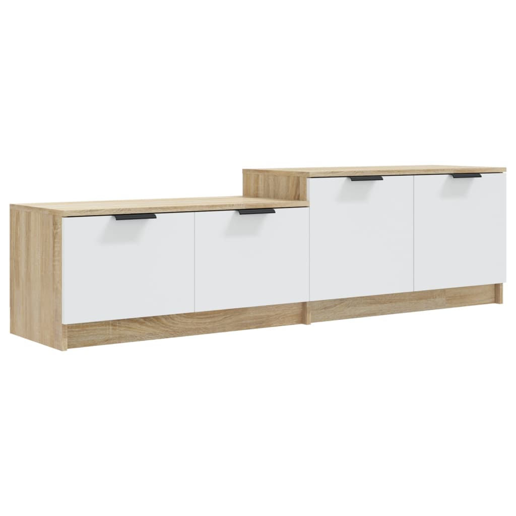 tv-bord 158,5x36x45 cm konstrueret træ hvid og egetræsfarvet