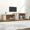 tv-bord 158,5x36x45 cm konstrueret træ hvid og egetræsfarvet