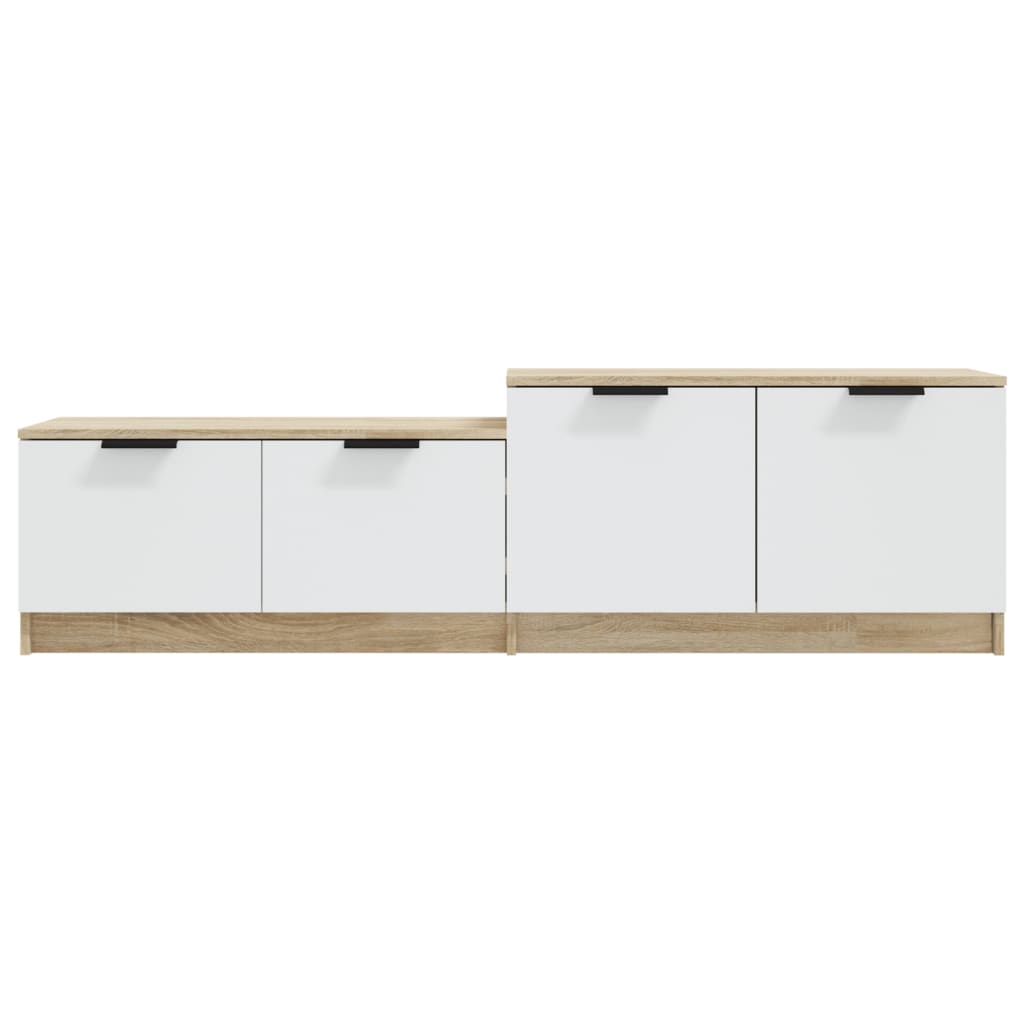 tv-bord 158,5x36x45 cm konstrueret træ hvid og egetræsfarvet