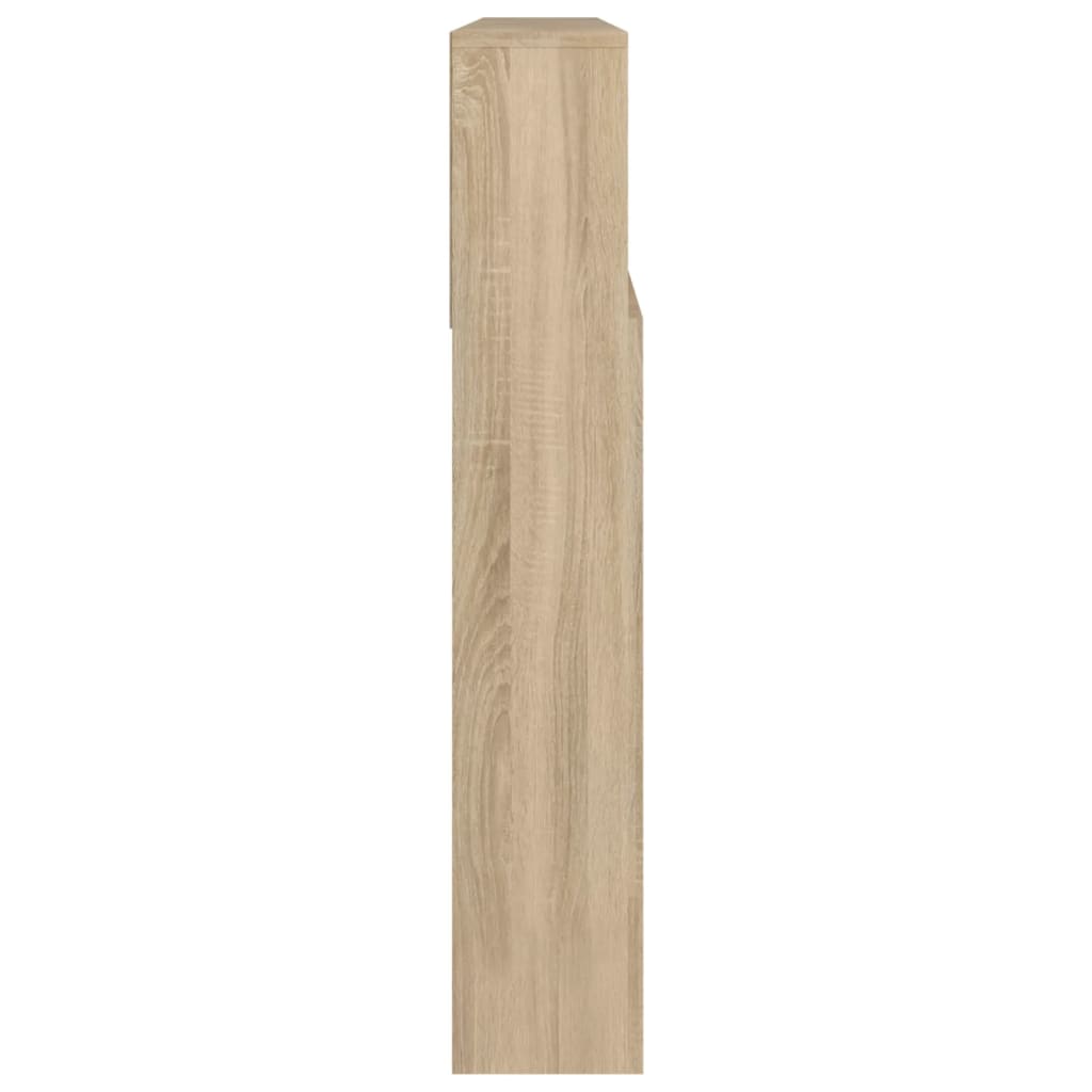 sengegavl med opbevaring 220x19x103,5 cm hvid og sonoma-eg