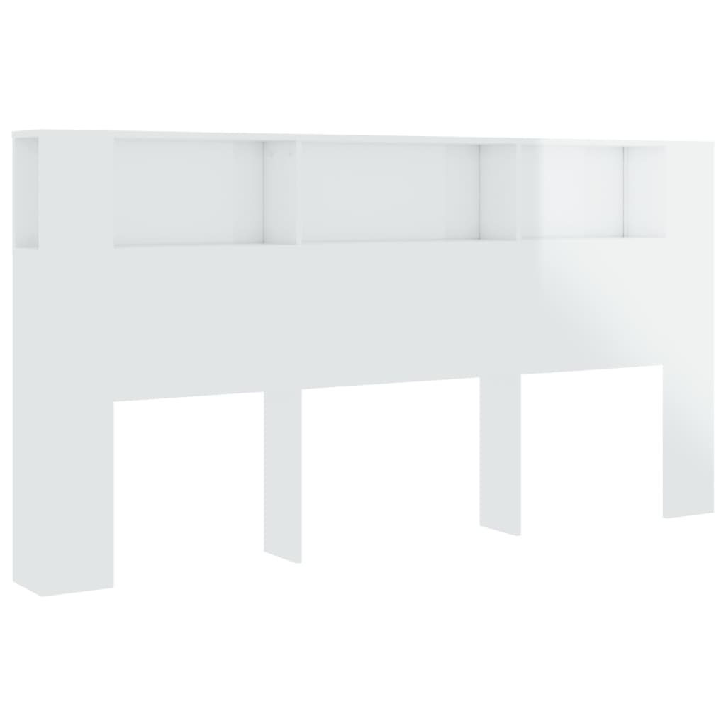 sengegavl med opbevaring 200x18,5x104,5 cm hvid højglans