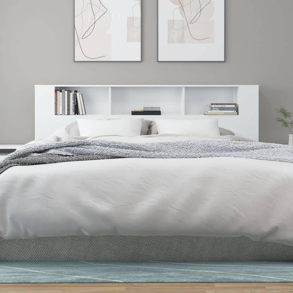 sengegavl med opbevaring 200x18,5x104,5 cm hvid højglans