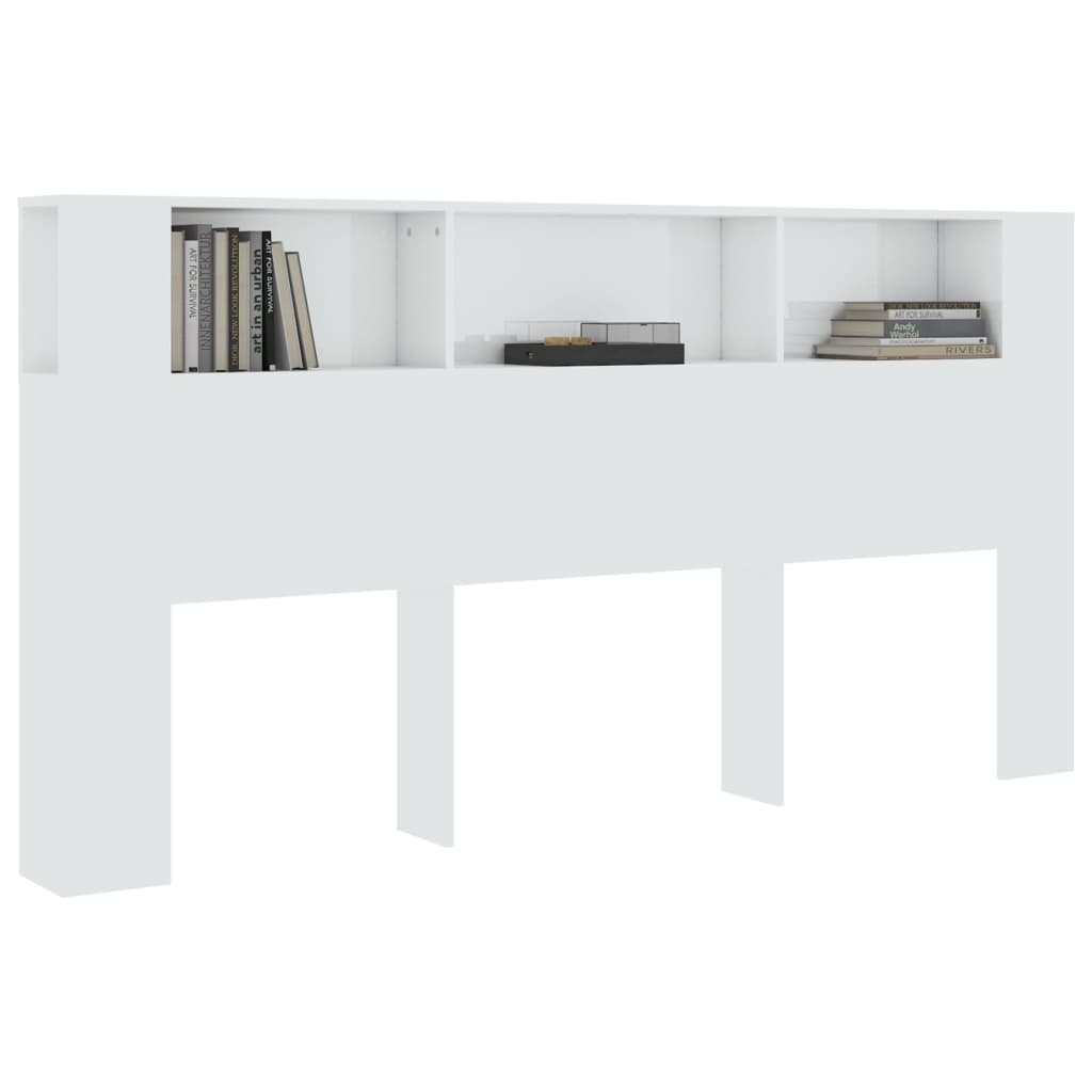 sengegavl med opbevaring 200x18,5x104,5 cm hvid højglans