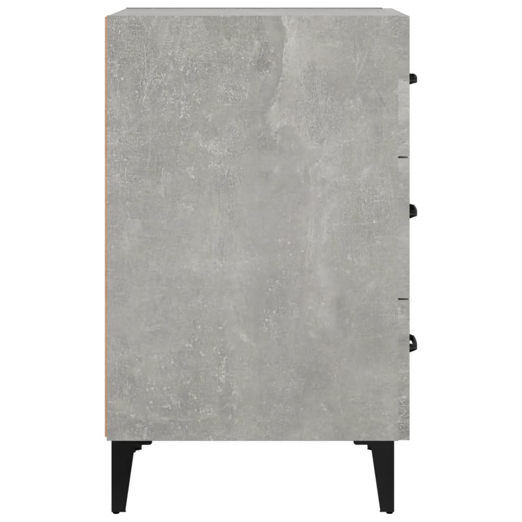 sengebord 40x40x66 cm konstrueret træ betongrå