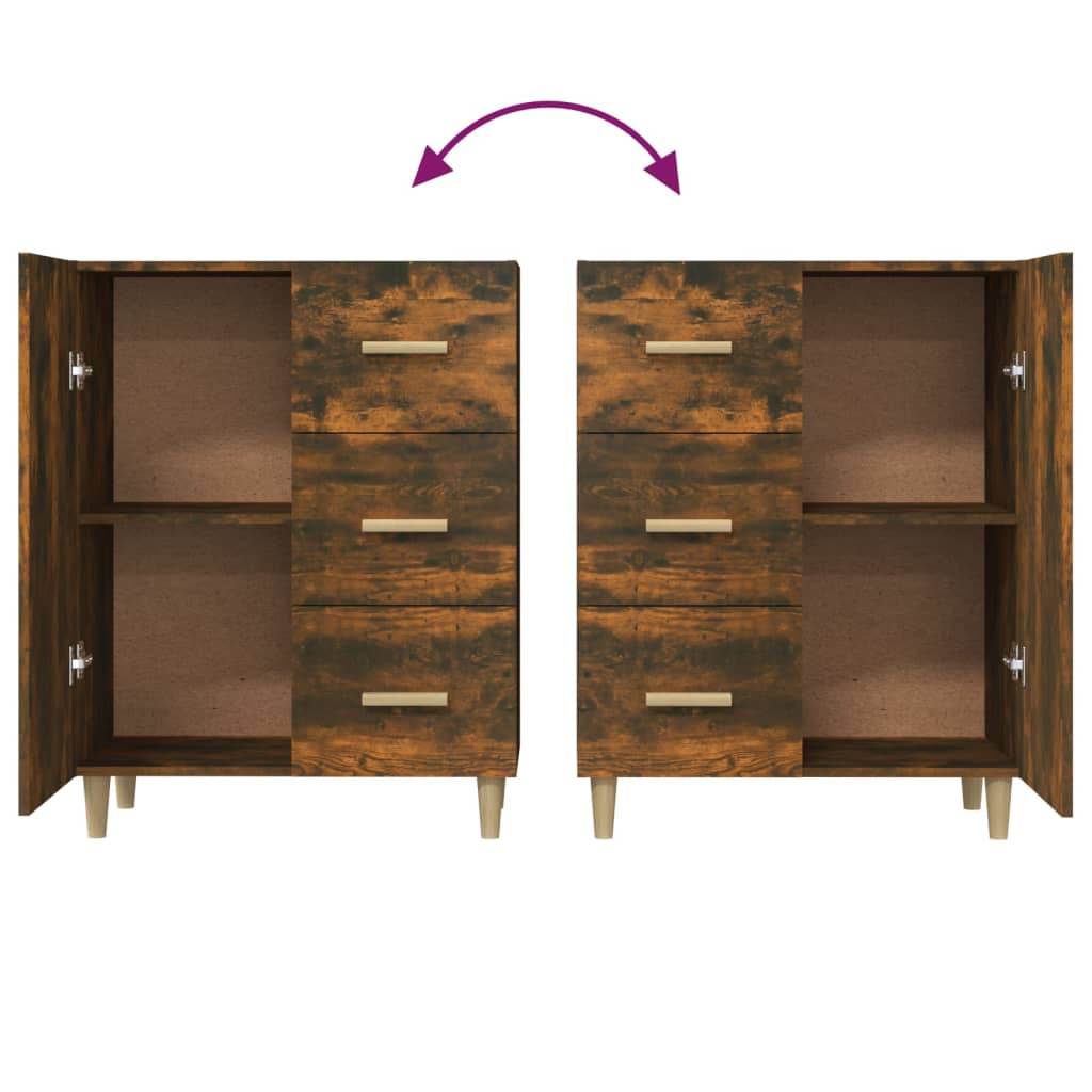 skænk 69,5x34x90 cm konstrueret træ røget egetræsfarve