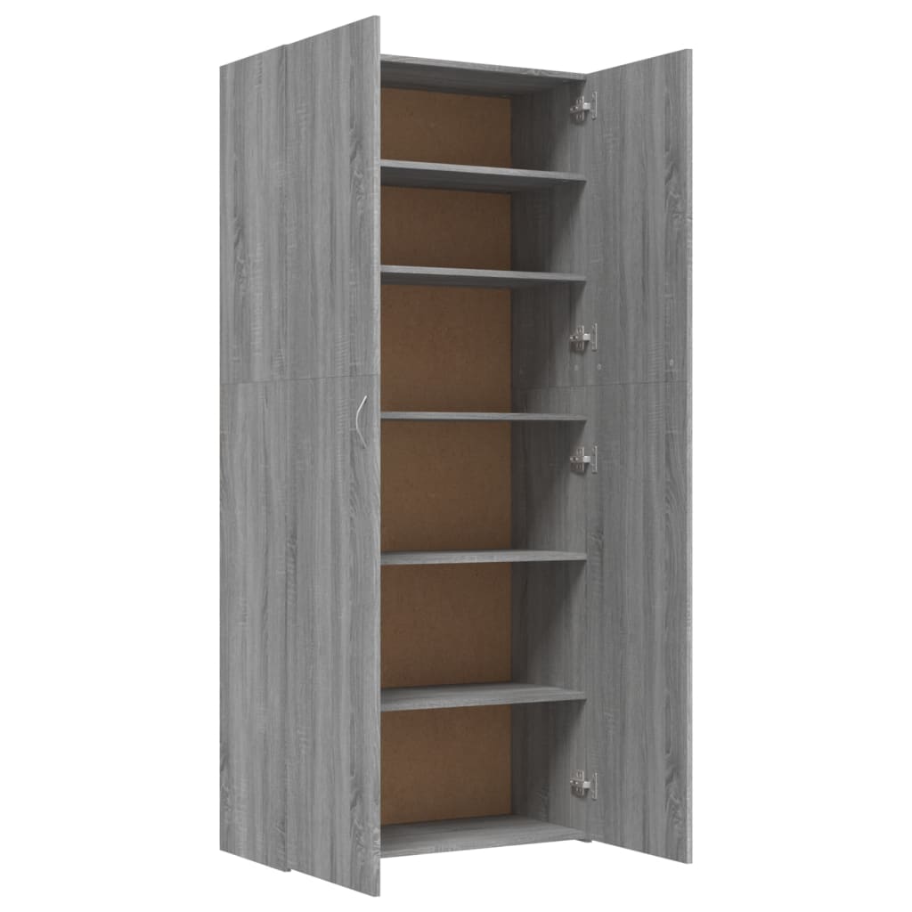 skoskab 80x35,5x180 cm konstrueret træ grå sonoma-eg