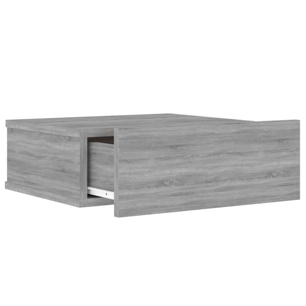 væghængt natbord 40x30x15 cm konstrueret træ grå sonoma