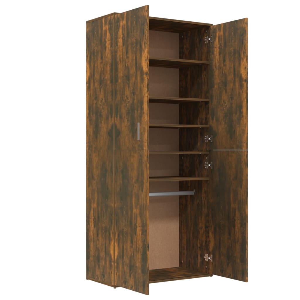 skoskab 80x39x178 cm konstrueret træ røget egetræsfarve