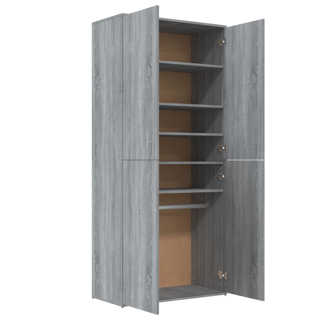 skoskab 80x39x178 cm konstrueret træ grå sonoma-eg