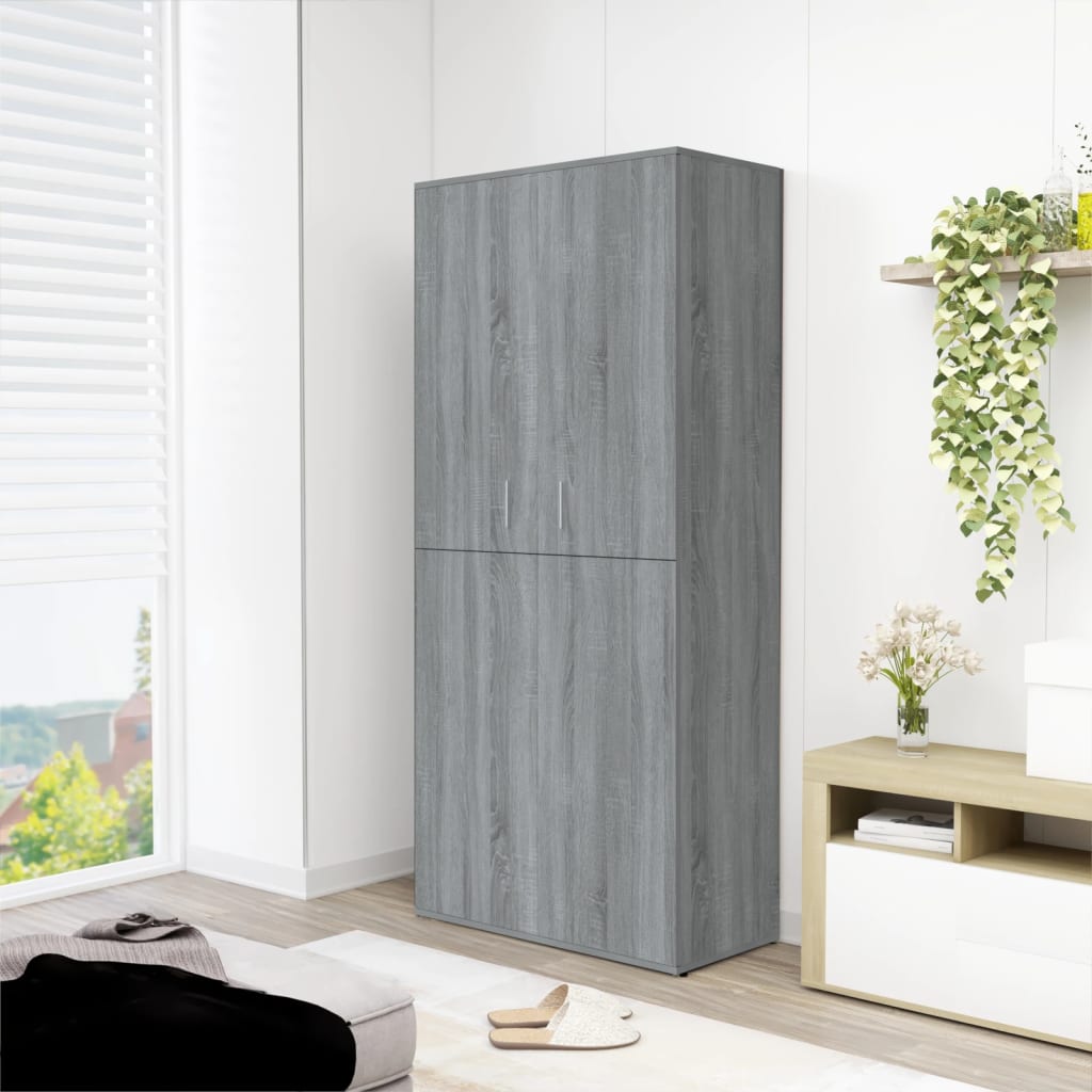 skoskab 80x39x178 cm konstrueret træ grå sonoma-eg