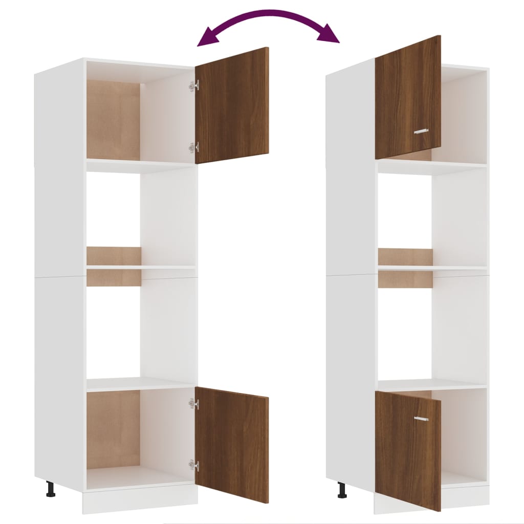mikrobølgeovnsskab "Lyon" brun eg 60x57x207 cm konstrueret træ