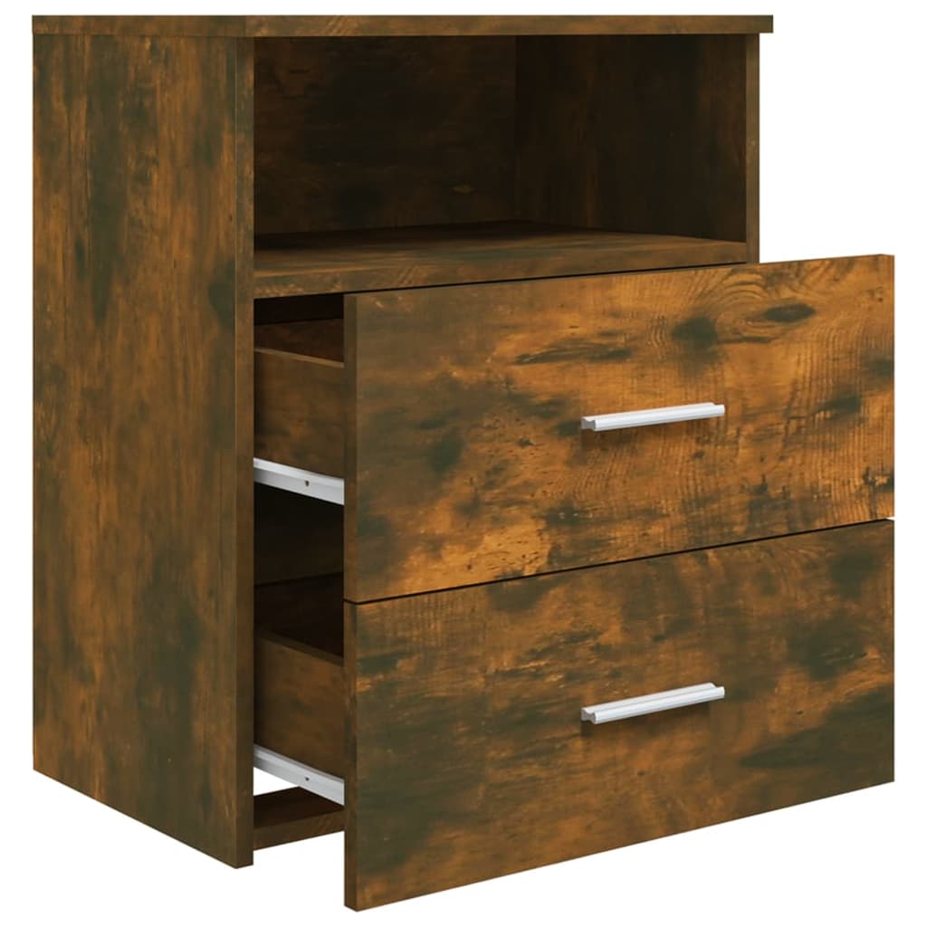 sengeborde 2 stk. 50x32x60 cm røget egetræsfinish