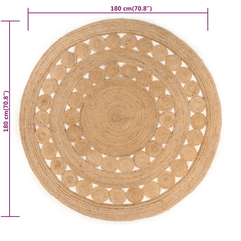 gulvtæppe 180 cm flettet jute rundt