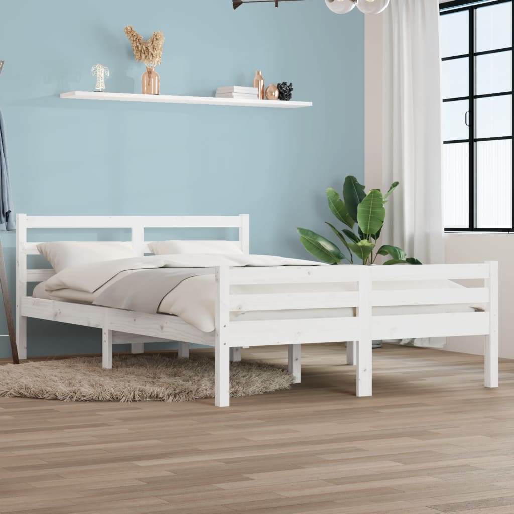 sengeramme 140x200 cm massivt træ hvid