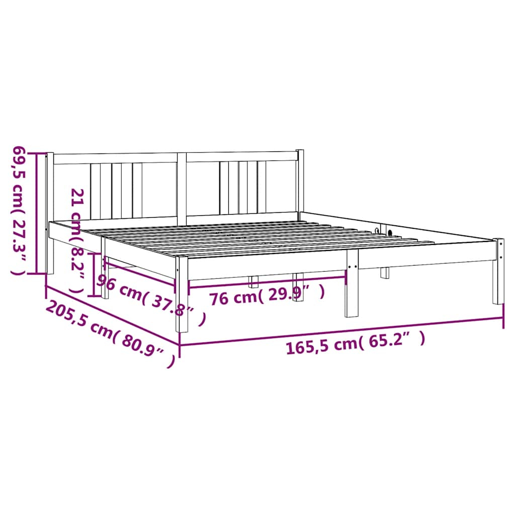 sengeramme 160x200 cm massivt træ hvid