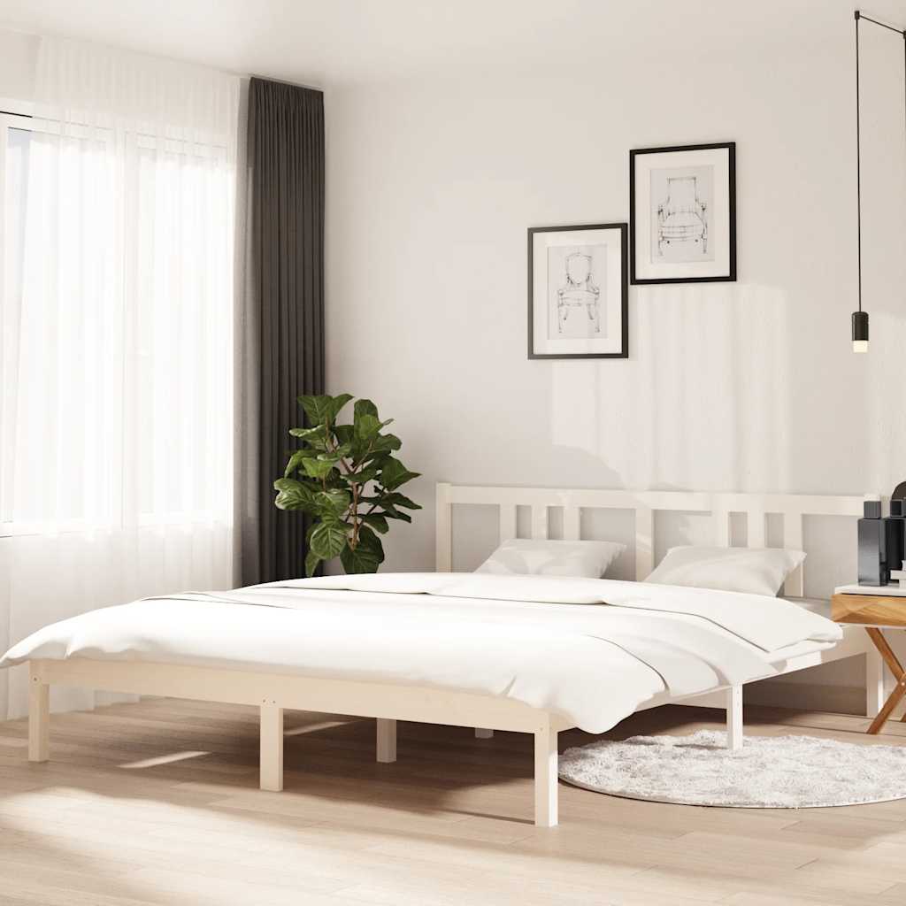 sengeramme 160x200 cm massivt træ hvid