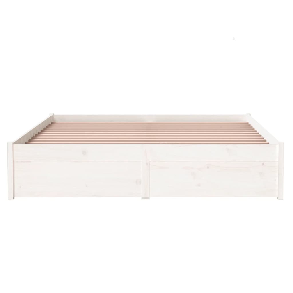sengeramme 135x190 cm dobbelt massivt fyrretræ hvid