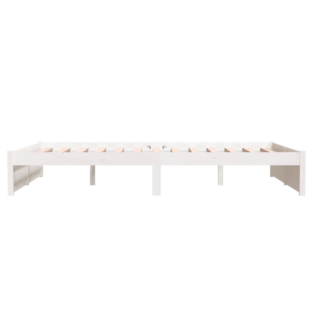sengeramme 135x190 cm dobbelt massivt fyrretræ hvid