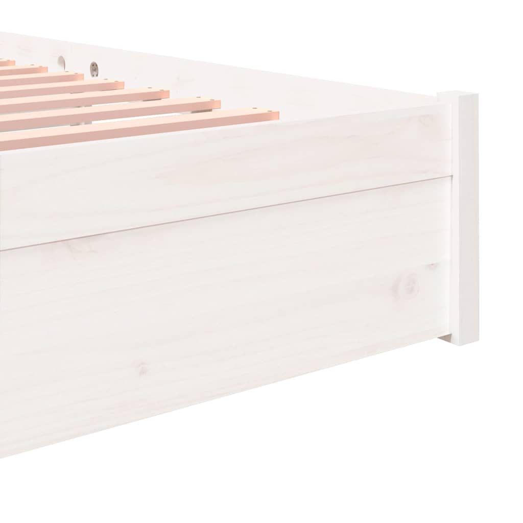 sengeramme 135x190 cm dobbelt massivt fyrretræ hvid