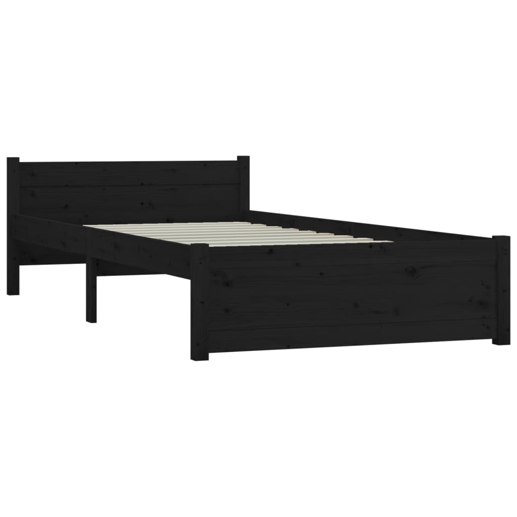 sengeramme 90x200 cm massivt træ sort