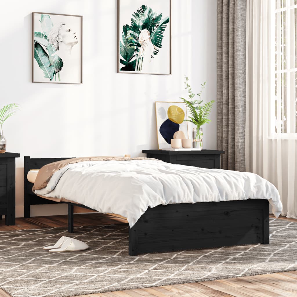 sengeramme 90x200 cm massivt træ sort