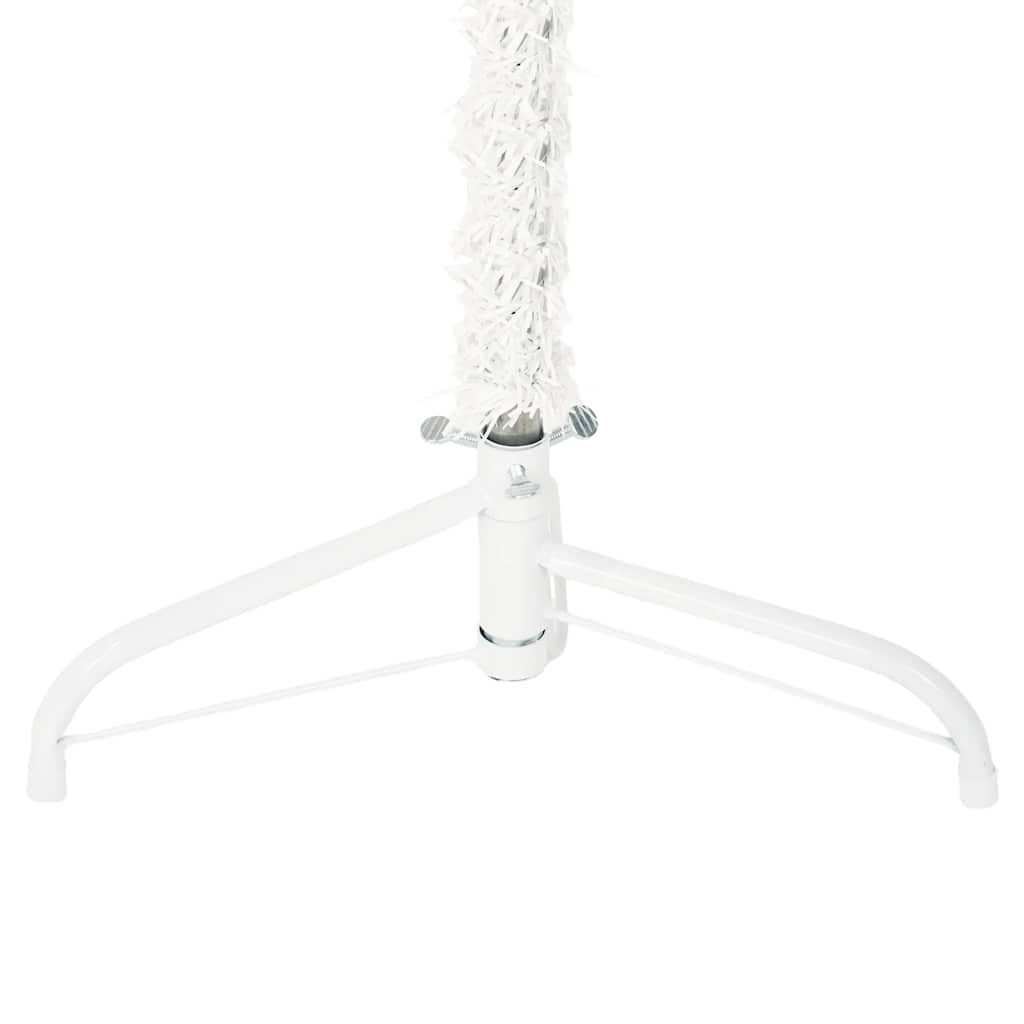 kunstigt halvt juletræ med juletræsfod 210 cm smalt hvid