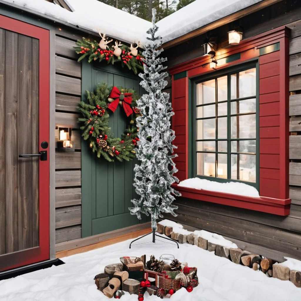 kunstigt halvt juletræ med sne 240 cm smalt