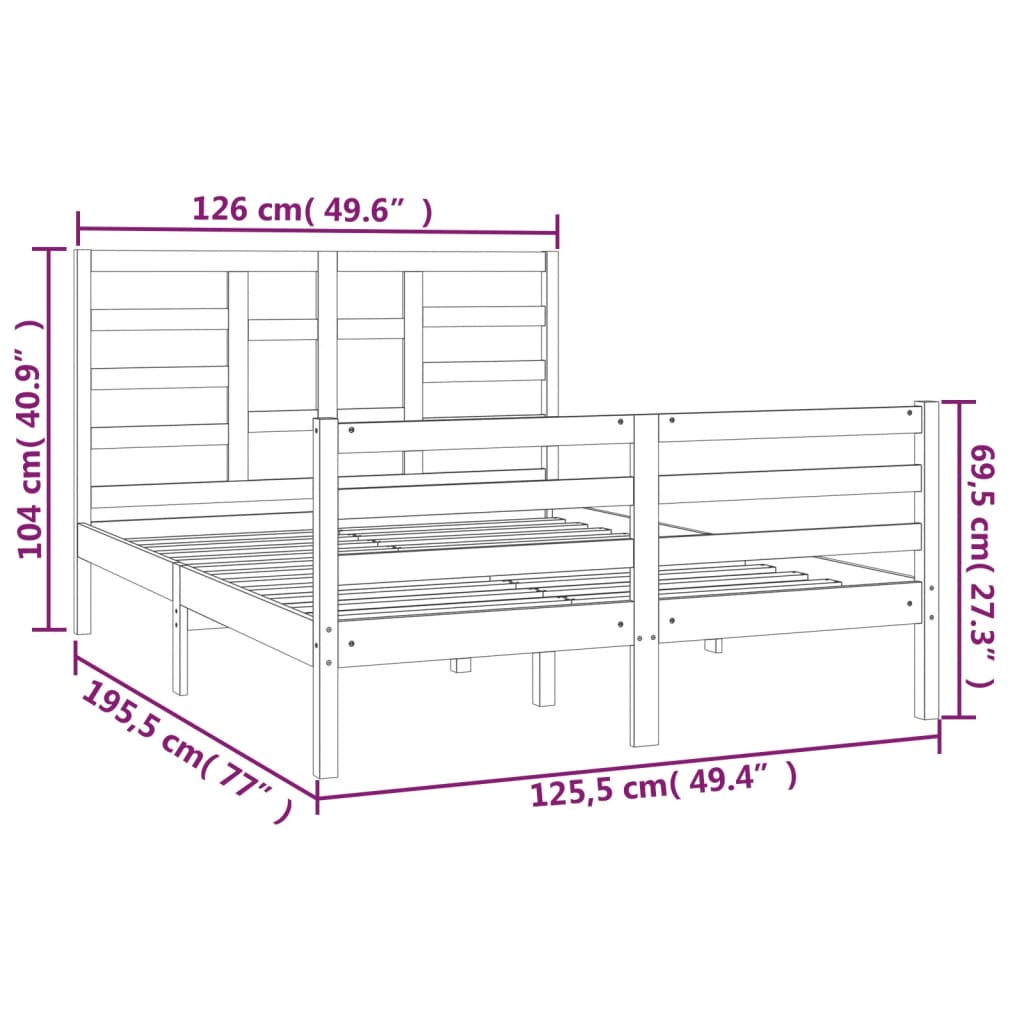 sengeramme 120x190 cm massivt træ