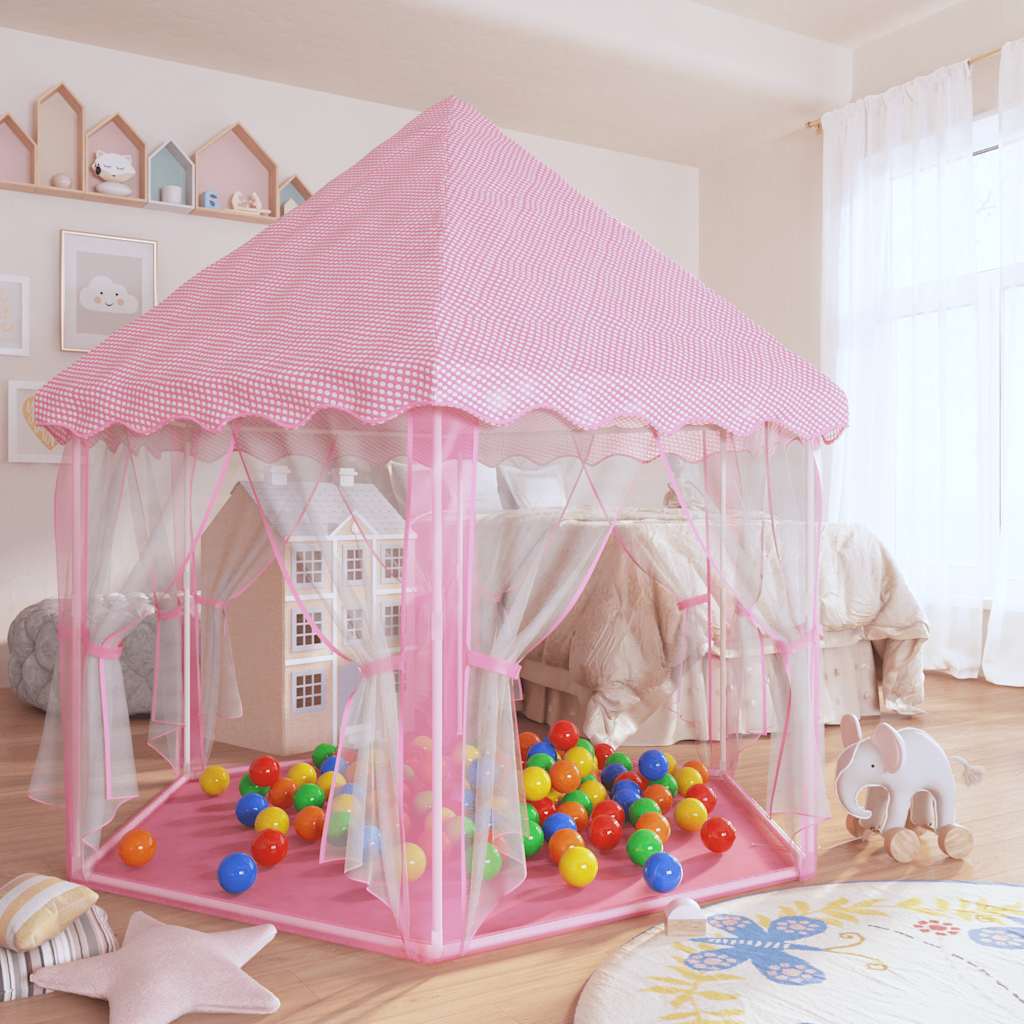 legetelt med 250 bolde 133x140 cm prinsessetema pink
