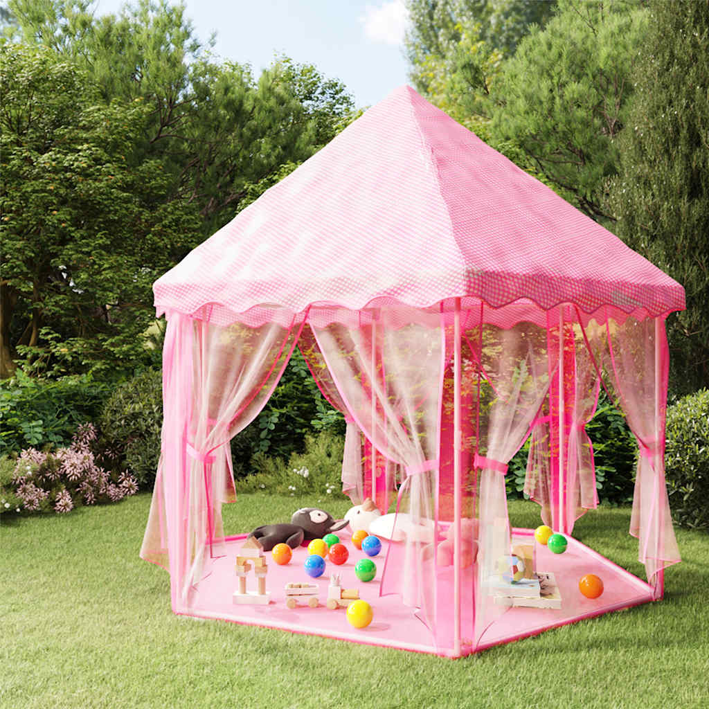 legetelt med 250 bolde 133x140 cm prinsessetema pink