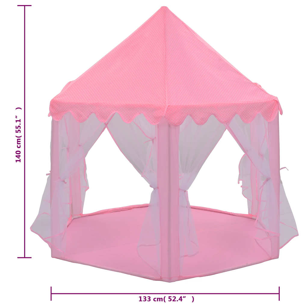 legetelt med 250 bolde 133x140 cm prinsessetema pink