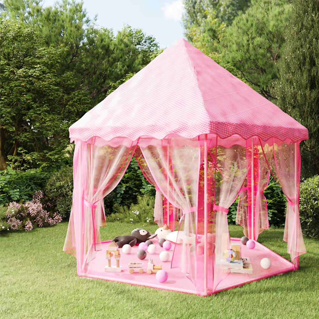 legetelt med 250 bolde 133x140 cm prinsessetema pink