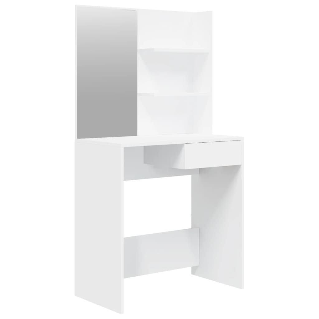 makeupbord med spejl 74,5x40x141 cm hvid