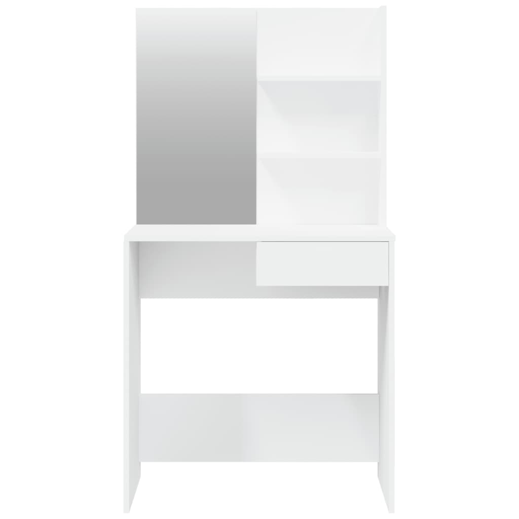 makeupbord med spejl 74,5x40x141 cm hvid