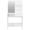 makeupbord med spejl 74,5x40x141 cm hvid