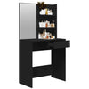 makeupbord med spejl 74,5x40x141 cm sort