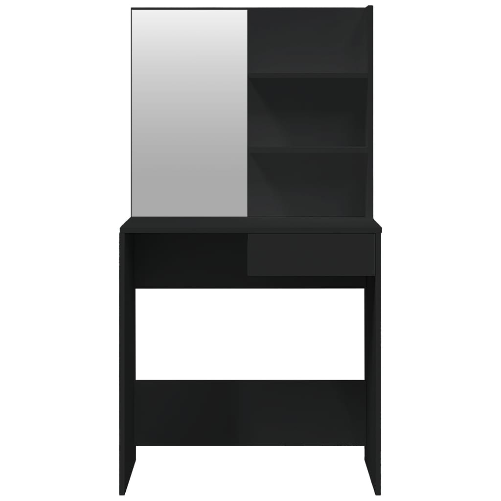 makeupbord med spejl 74,5x40x141 cm sort